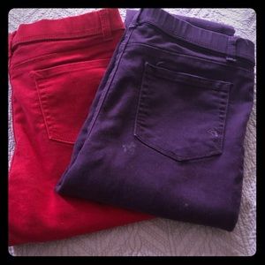 2 pairs jeggings red and purple